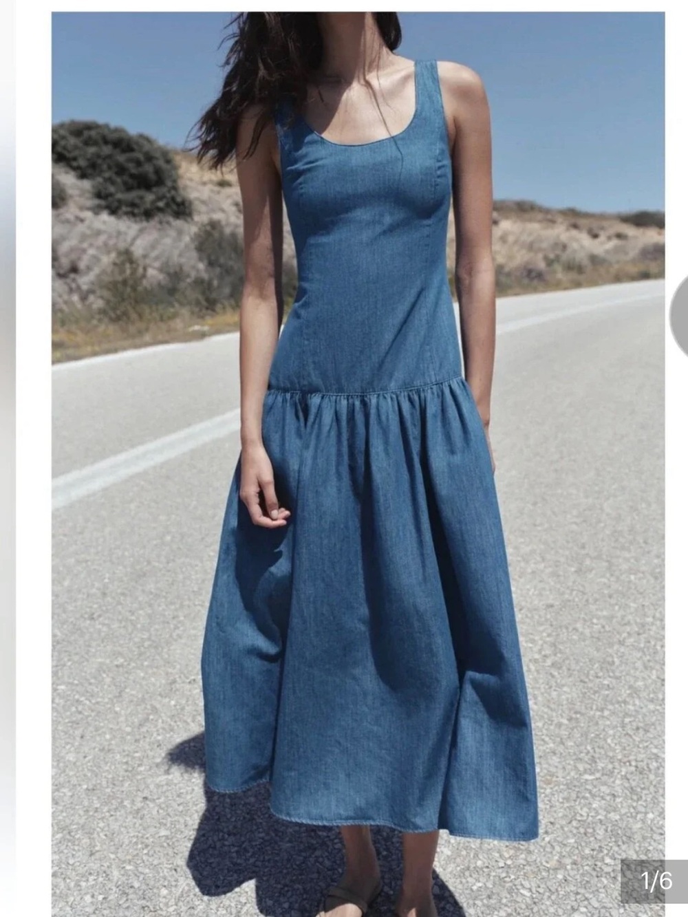 Women's Sleeveless BlueMidi Skirt Dress